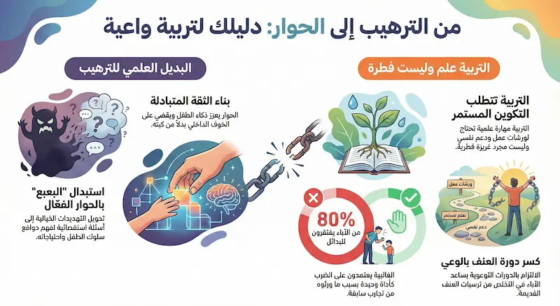 مخطط بياني بدائل العنف في تربية الأطفال - من العقاب إلى الحوار في المغرب.