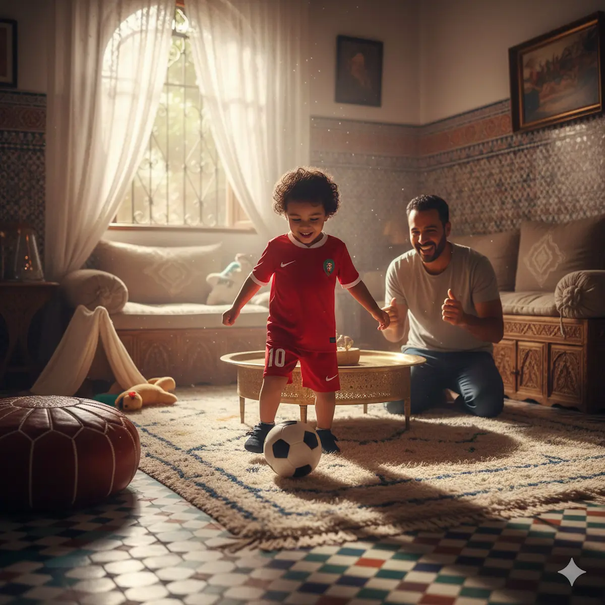 تمارين كرة القدم للأطفال في البيت - طفل يتدرب في صالون مغربي