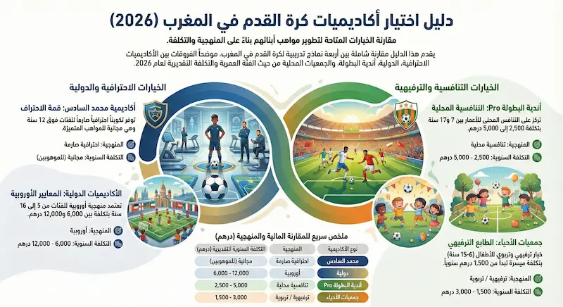 مخطط يوضح مراحل تطور الطفل كروياً من اللعب الحر في سن 4 سنوات إلى الانضباط الأكاديمي في سن 12 سنة.