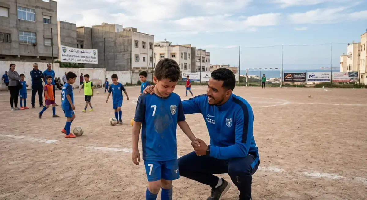 تدريب أطفال على كرة القدم في طنجة — جلسة ميدانية حقيقية.