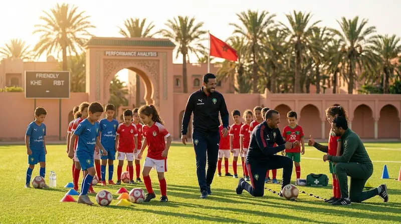 مدربان مغربيان يشجعان الأطفال على التدريب في أكاديمية كرة قدم بمراكش 2026 ضمن دليل ميداني شامل لأفضل مدارس كرة القدم بالبهجة - تربية فوت.